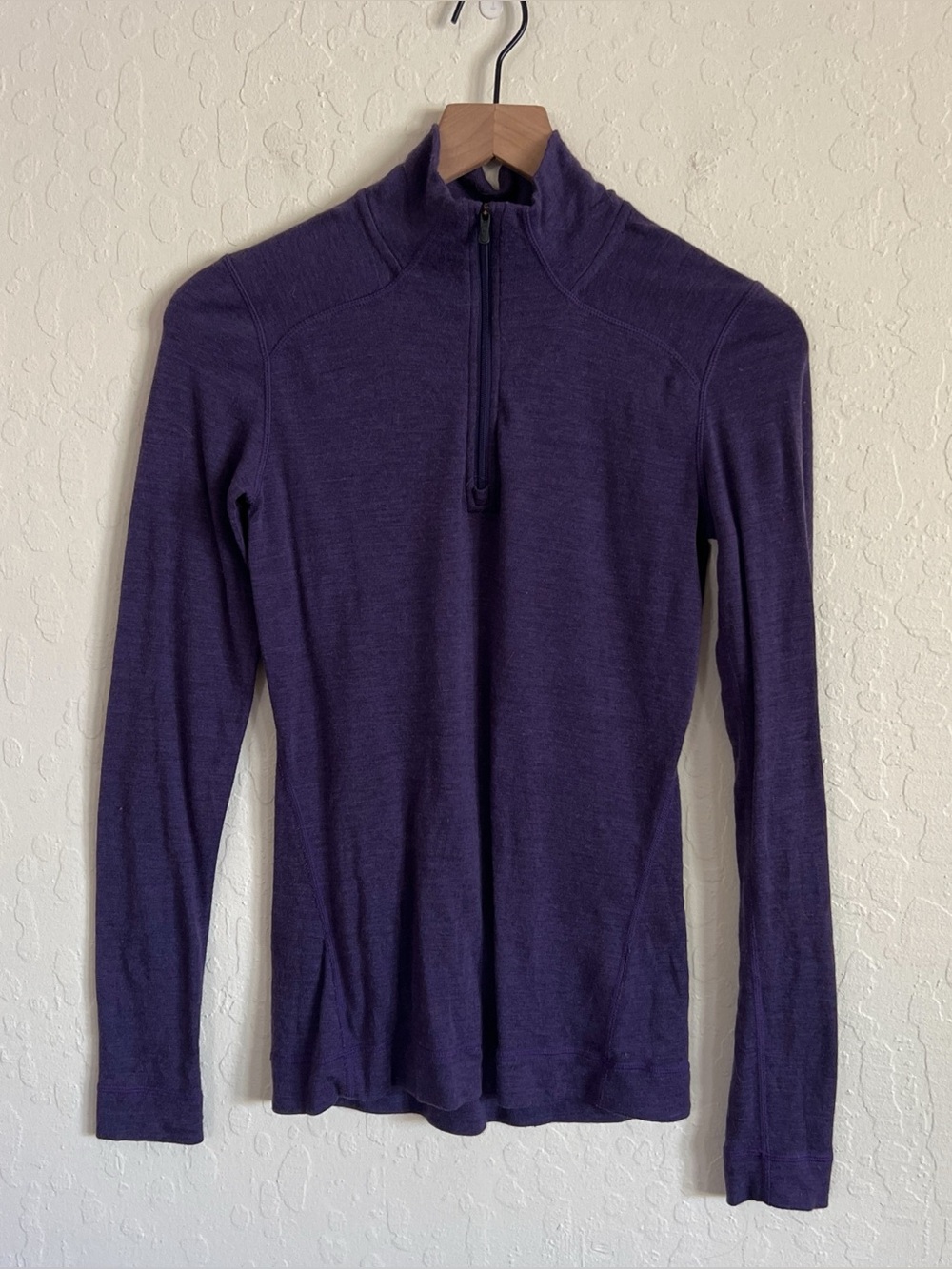 Smartwool 100% Merino Wool 1/4 Zip Long Sleeve Base Layer Shirt Top Small Purple
